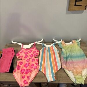 Colorful Kids One Piece Swimsuit Set Girls 4T